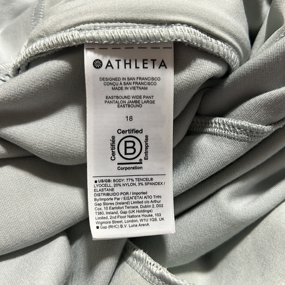 Athleta Eastbound Wide Pant Coast Grey Commuting Travel Work Spandex Sz 18 - Picture 11 of 12